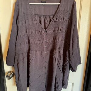 Torrid Women's Charcoal Button-Front Blouse